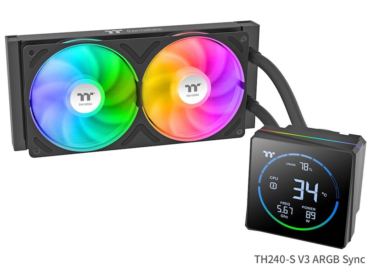 Thermaltake、CPU温度を表示できる水冷一体型CPUクーラー「TH-S V3