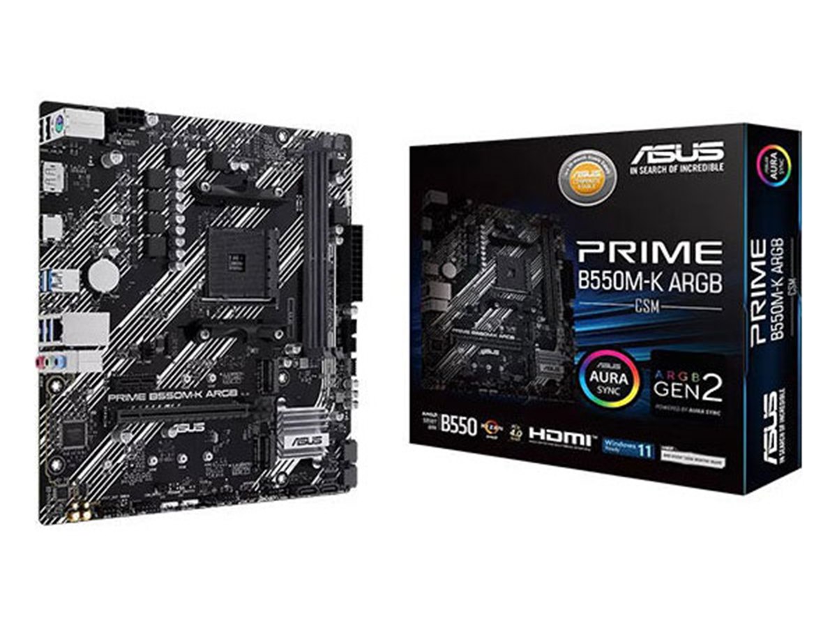 【動作確認済】Ryzen 5 4500(6C12T) +B550M K /箱付き 7,480円、Socket AM4を採用したMicro ATXマザーボード「PRIME B550M-K