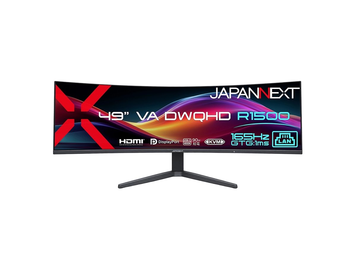 JAPANNEXT、49型の大画面湾曲ウルトラワイドゲーミングモニター「JN