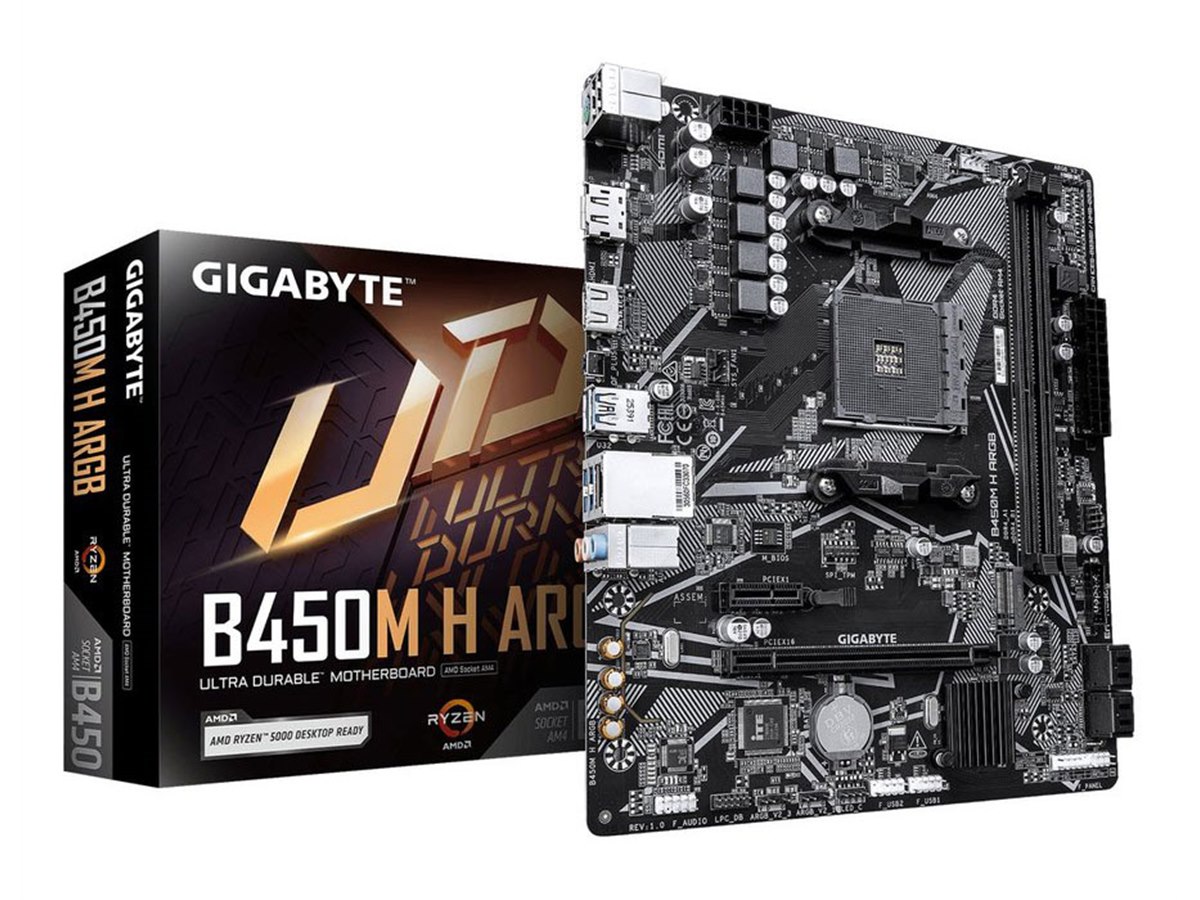 GIGABYTE B450 マザボとCPUセット美品 GIGABYTE、「AMD B450」を搭載したMicro ATXマザー「B450M H ARGB