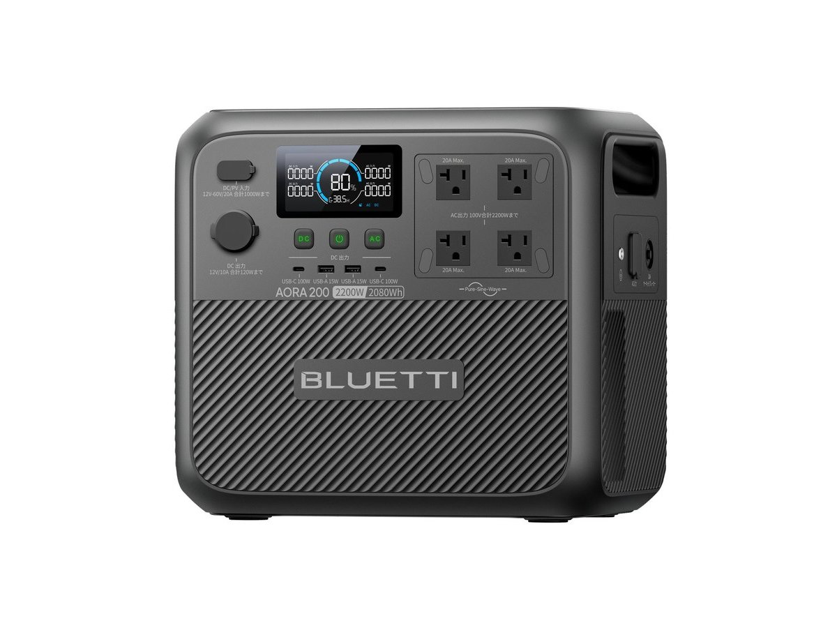 【新品・未開封】BLUETTI AORA 200 ポータブル電源 BLUETTI、16％以上の軽量化を実現した2000Whクラスのポータブル電源