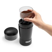 デロンギ、ふた部分をプッシュすると豆が挽けるコーヒーグラインダー「KG200J」