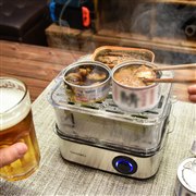 最短5分で缶詰3個がホカホカに、サンコー「食べごろスチーマー」が発売