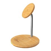 j5create、MagSafe対応の木目調2in1ワイヤレス充電スタンド