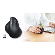 サンワ、静音タイプのエルゴノミクスマウス「MA-EWBS513BK」