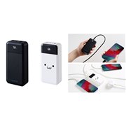 ELECOM - ELECOM　残量が見える高出力モバイルバッテリー 10000mAh DE-C51L-10000WF　しろちゃん(ホワイト×ブラック) 残量が見える高出力モバイルバッテリー(10000mAh/30W) - DE-C51L