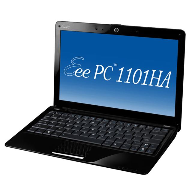 [Eee PC 1101HA] Atom Z520/1GBメモリー/160GB HDD/Draft2.0 IEEE802.11n対応無線LANを備えた11.6型ワイド液晶搭載Netbook（クリスタルブラック）。価格は57,800円（税込）