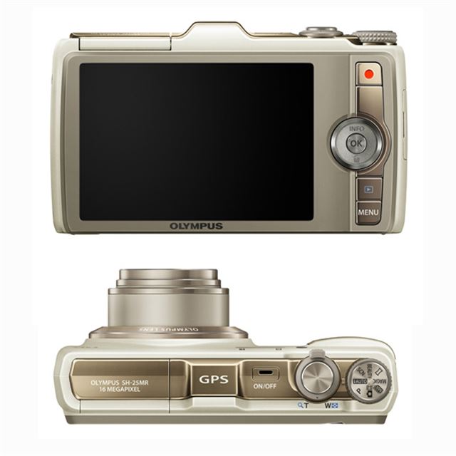 OLYMPUS デジタルカメラ SH-25MR ゴールド iHSテクノロジー GPS・電子コンパス内蔵 1600万画素 裏面照射型CMOS 光学12.5倍ズーム DUAL IS ハイビ