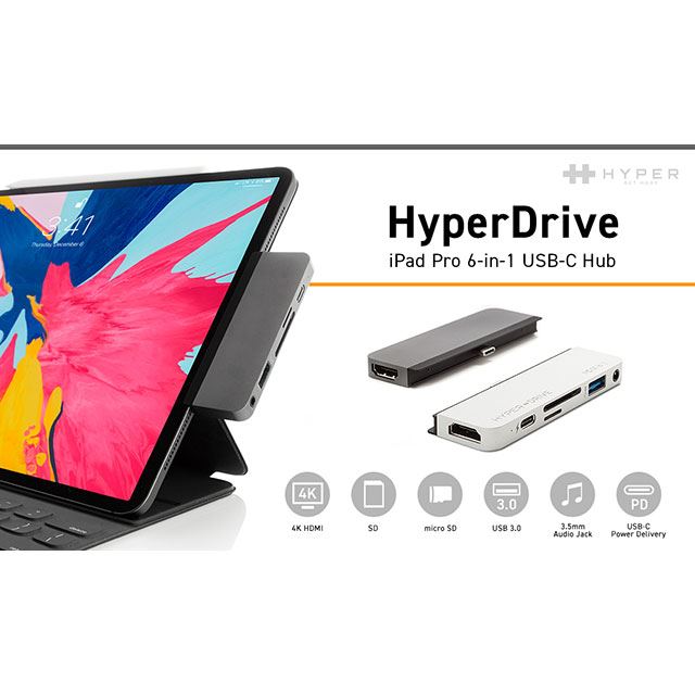 6029円 セール商品 HYPER HyperDrive iPad Pro専用 6-in-1 USB-C Hub シルバー HP16176