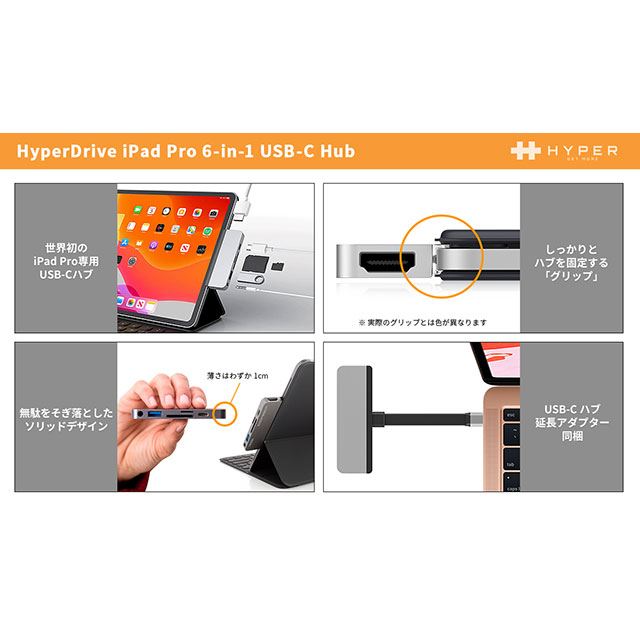 HyperDrive、iPad Pro 2018モデル用の6in1 USB Type-Cハブ - 価格.com