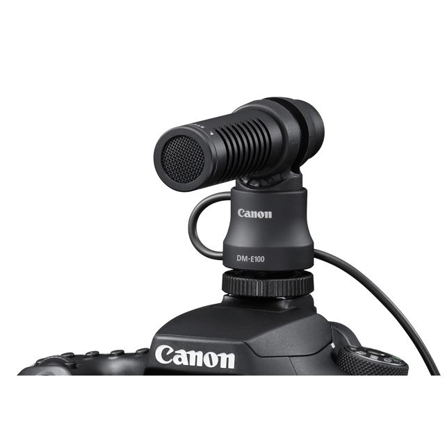 キヤノン、120度の指向性を持つカメラ用ステレオマイク「DM-E100 