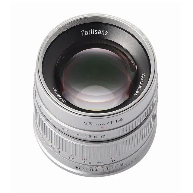 七工匠、ミラーレス用単焦点レンズ「7Artisans 55mm F1.4」シルバーを