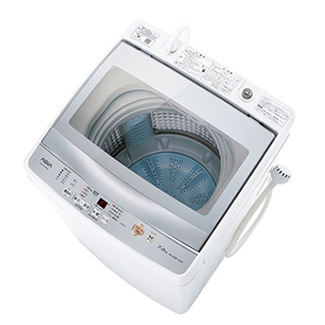 AQUA/7.0kg洗濯機/清潔ステンレス槽/クリアガラストップ/2019年製品 