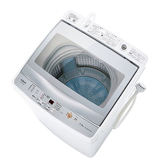 593取付無料！AQUAグラストップ高性能おしゃれゴールド7kg洗濯機 ...