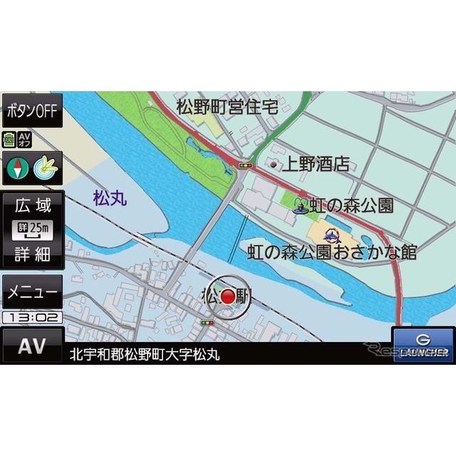 ＜愛媛県北宇和郡松野町＞20年モデルでは市街地図だけでなく、河川内の島まで表現されている