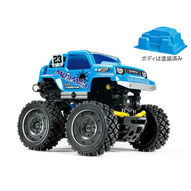 タミヤ ライトブルーで塗装済みの電動rc 1 24 コミカルウイリー マッドマッド 価格 Com