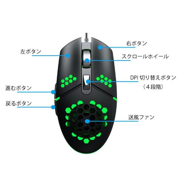 手汗をすっきりさせる 送風ファンを搭載した有線マウス Zerodate G25 価格 Com