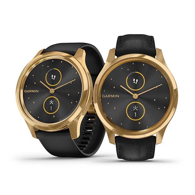 vivomove Luxe 24K Gold Black Embossed Leather +band（Black Silicone）