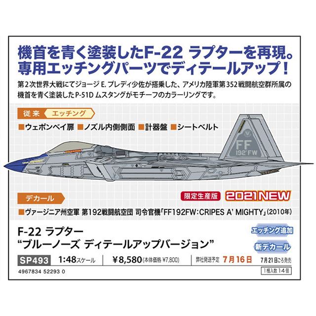 1/48「F-22 ラプター “ブルーノーズ ディテールアップバージョン”」が