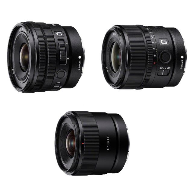 ソニー、「E PZ 10-20mm F4 G」「E 15mm F1.4 G」「E 11mm F1.8」を 