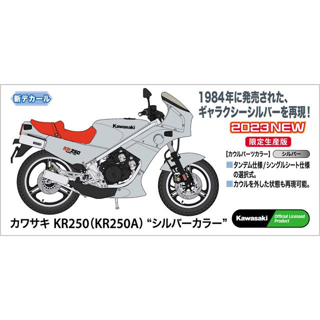 ハセガワ、1984年“ギャラクシーシルバー”を再現した「カワサキ KR250」1/12模型 - 価格.com