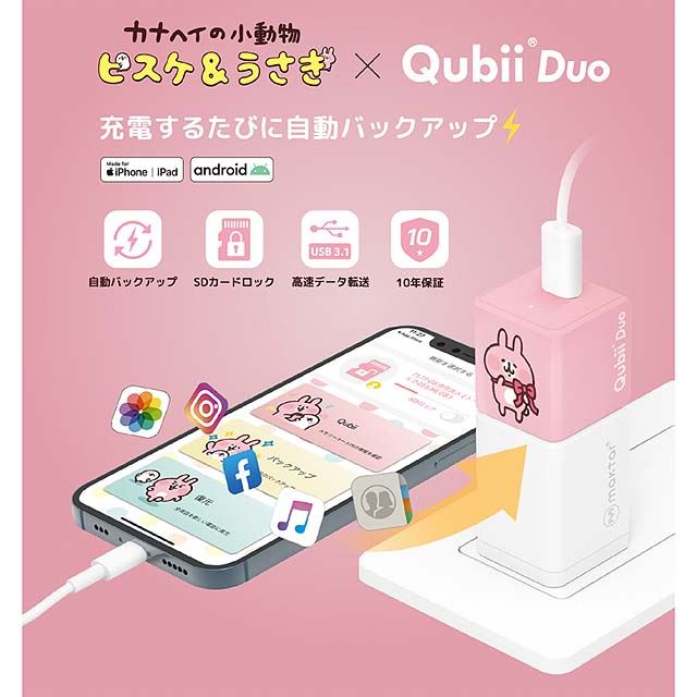 カナヘイの小動物とコラボしたバックアップ用アダプター「Qubii Duo ...