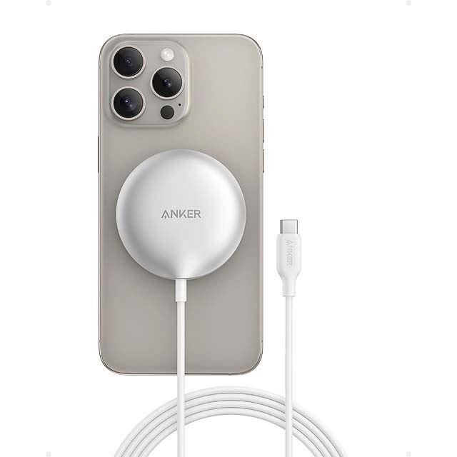 Anker、MagSafeの15W出力充電に対応した「Qi2」ワイヤレス充電パッド