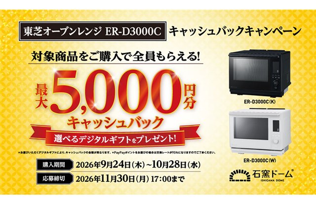 ���ŁA�u�Ηq�h�[�� ER-D3000C�v�w���ōő�5,000�~���̃M�t�g�𑡒�