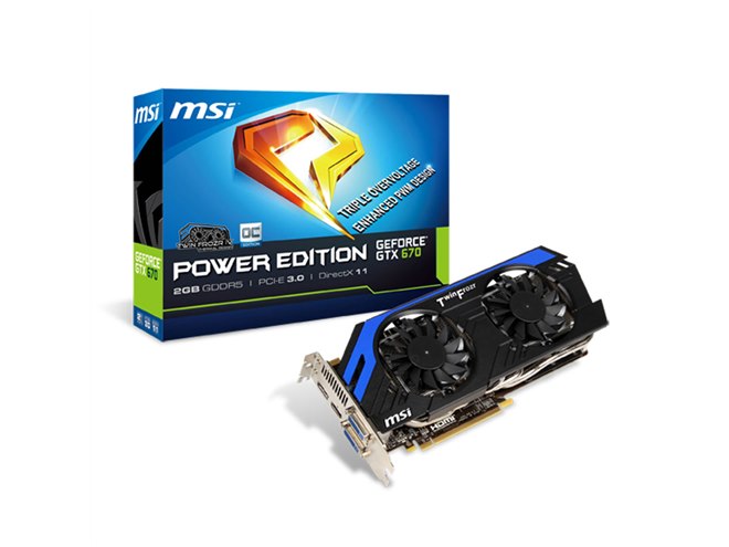 MSI、「Twin Frozr IV」クーラー採用のOC版GeForce GTX 670搭載VGA