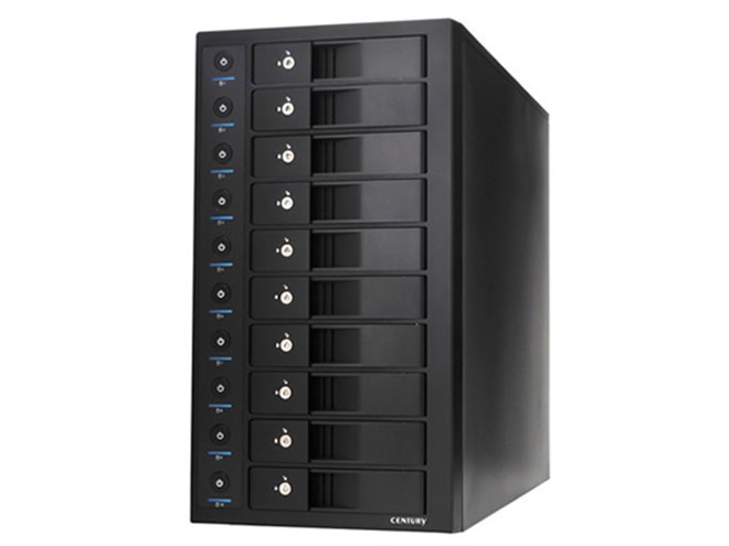 センチュリー、3.5インチHDDを10台塔載できる「裸族のスカイタワー 