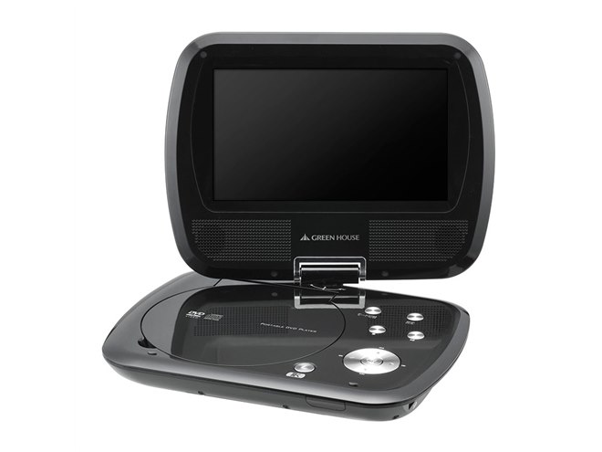 グリーンハウス、画面が180度回転する7型ポータブルDVD - 価格.com