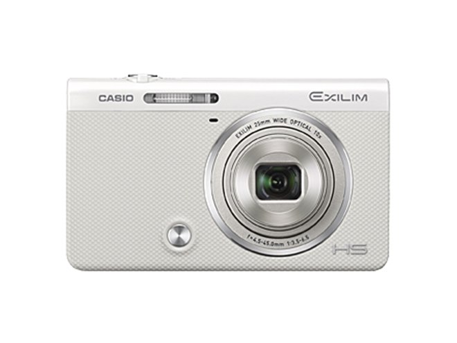 CASIO エクシリム　EX-ZR50 バッテリー　ホワイト　コンデジ　動作品 カシオ、前面にもシャッターボタンを搭載した自撮り対応デジカメ