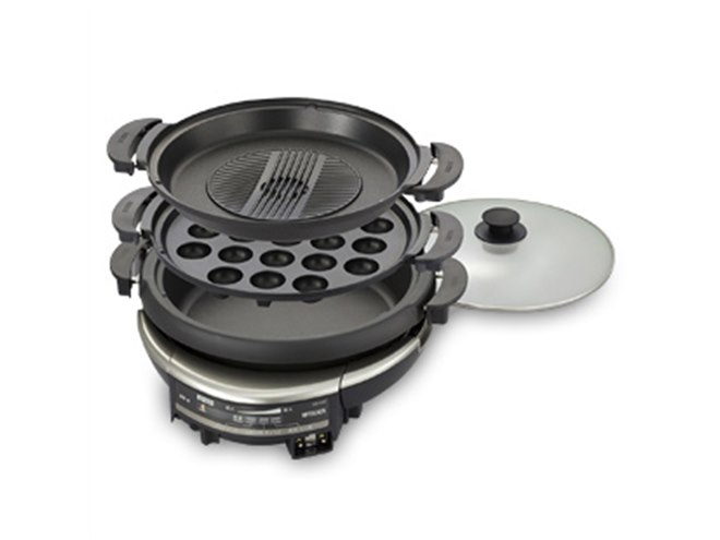TIGER 多機能ホットプレート CQD-B300 タイガー、たこ焼き用など3つのプレートが付属する遠赤外線グリルなべ