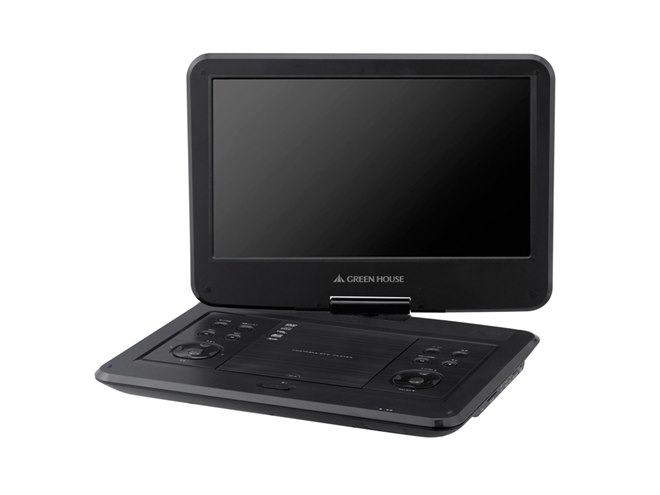 グリーンハウス、AC/乾電池対応の13.3/15.6型ポータブルDVDプレーヤー