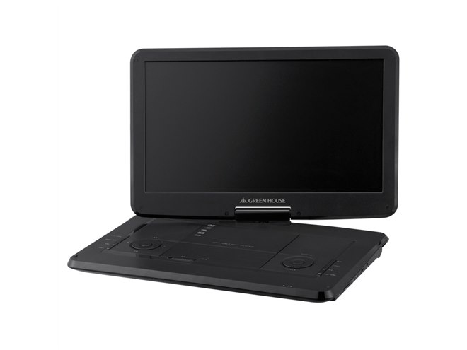 グリーンハウス、AC/乾電池対応の13.3/15.6型ポータブルDVDプレーヤー