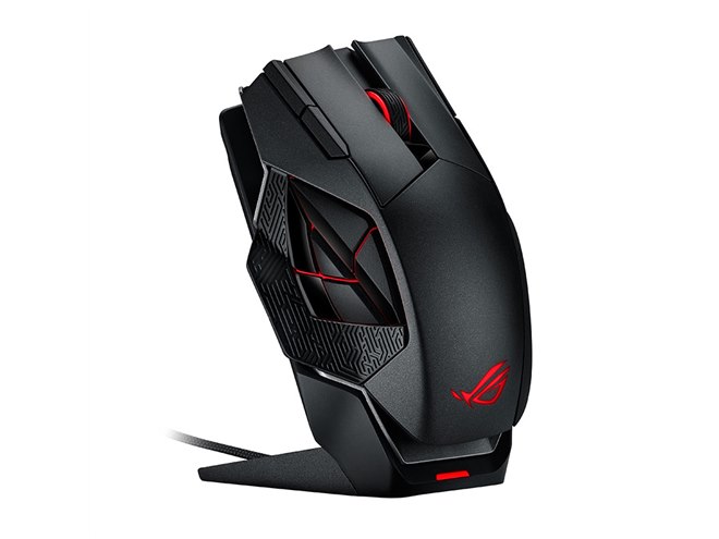 ASUS、左側面に6ボタンを搭載したMMOゲームマウス「ROG Spatha