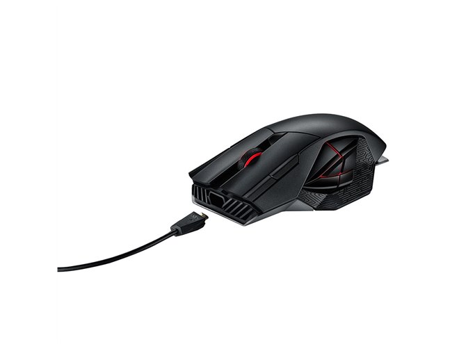ASUS、左側面に6ボタンを搭載したMMOゲームマウス「ROG Spatha