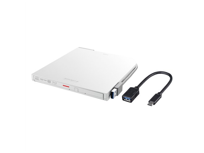 バッファロー、USB Type-C変換ケーブル付属の薄型BDドライブ