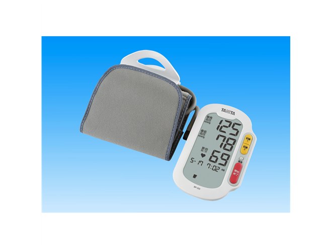 タニタ、はさんで巻くだけで簡単に測定できる上腕式血圧計「BP