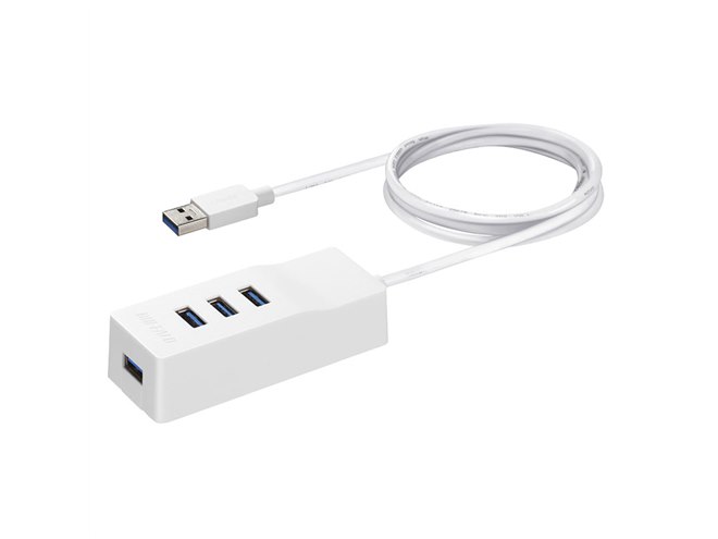 バッファロー、「上挿しポート」を搭載した4ポートUSB 3.0ハブ4機種