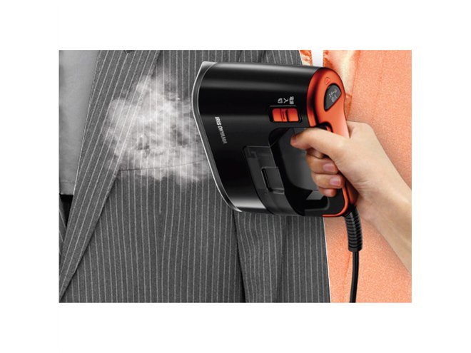 アイリスオーヤマ - アイリスオーヤマ　衣類用ハンディスチーマー　KIRS-01-WN　ホワイトゴールド アイリスオーヤマ、かけたままシワとりが可能な衣類用スチーマー