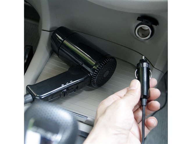 サンコー、車のシガーソケットで使えるコンパクト折りたたみヘア
