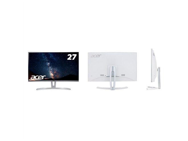 白　ACER ２７インチ湾曲モニター エイサー、フレームレスデザインを採用した27型湾曲ゲーミングモニター