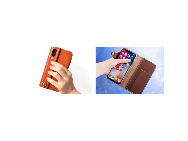 栃木レザーブランド「HUKURO」のiPhone X専用の手帳型レザーケースなど