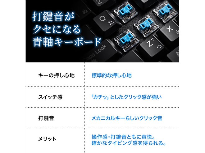 サンワ、青軸と赤軸が選べるメカニカルキーボード - 価格.com
