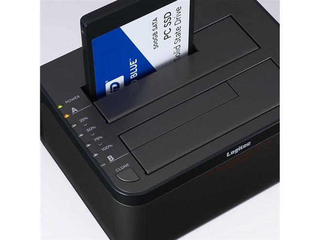 ロジテック、エラースキップ機能搭載の2BAYスタンド型HDD