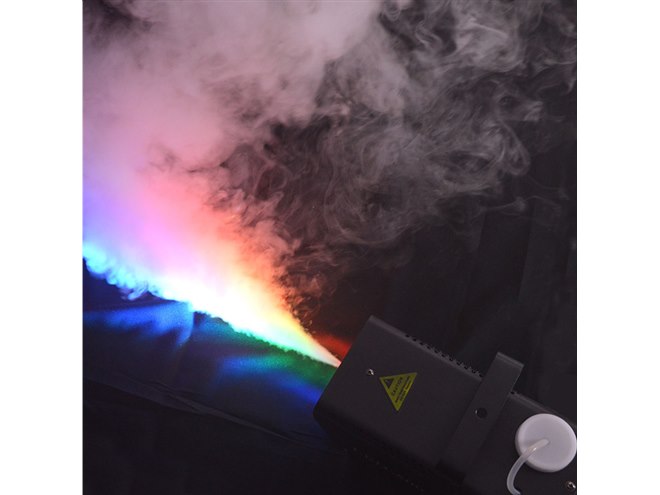 照明効果を向上させる、LEDカラーライト付きの小型スモーク