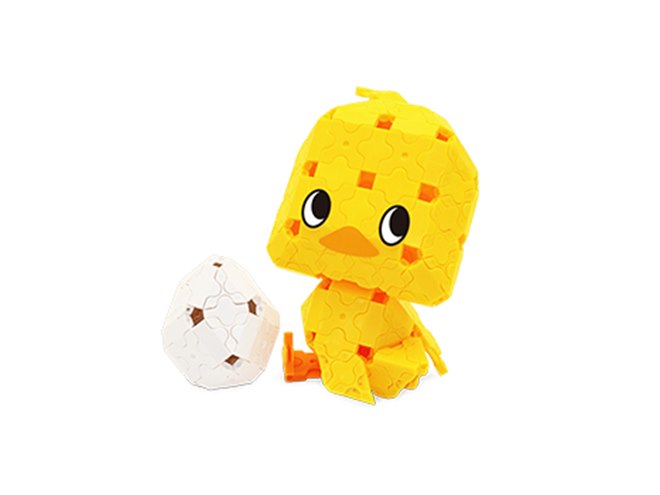 日清のチキンラーメンとコラボした「ひよこちゃん」立体パズルLaQ