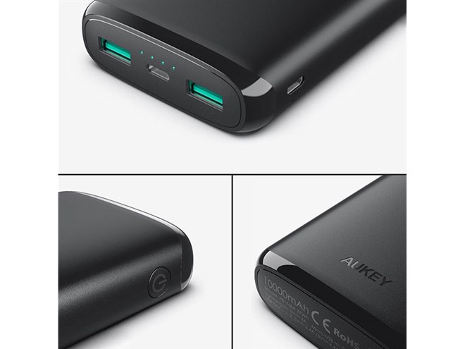AUKEY、Lightning/MicroUSB入力に対応した大容量モバイルバッテリー