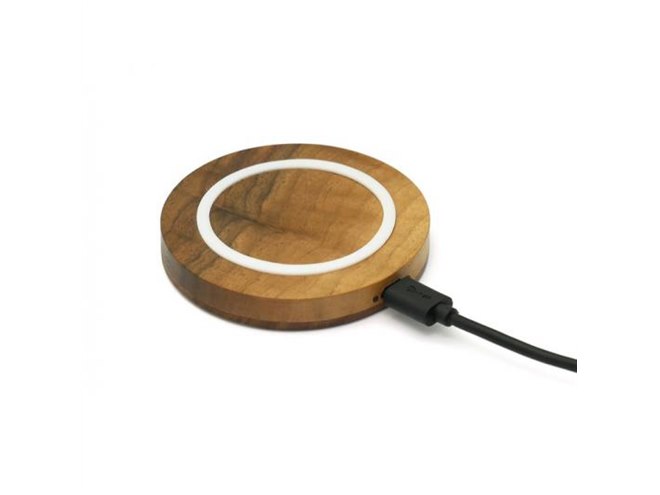 ナチュラルな天然木材製の置くだけワイヤレス充電器「B-WWJ02N